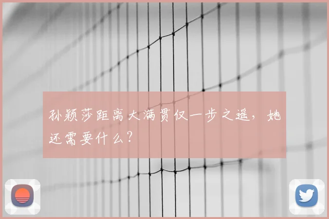 孙颖莎距离大满贯仅一步之遥,她还需要什么?
